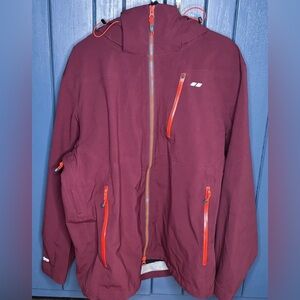 Koppen Maroon Red Rain Jacket Windbreaker Coat Size Large Tech Pocket Gorpcore